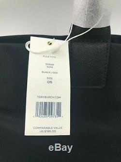 Tory Burch NEW Ella Black Packable Large Nylon Leather Logo Tote Bag $195
