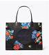 Tory Burch New Ella Printed Black Tea Rose Logo Tote Bag Authentic $228