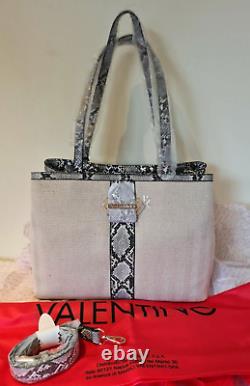 Valentino By Mario large canvas and faux leather Shoulder bag New with Tags