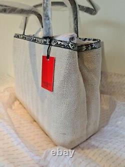 Valentino Mario Valentino large beige canvas Python Shoulder bag New with Tags