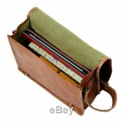 Vintage Goat Leather messenger Real satchel genuine Laptop bag brown briefcase