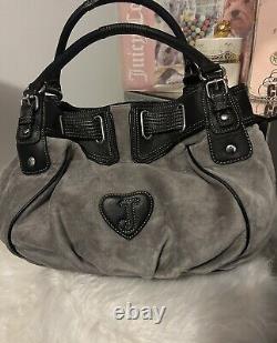 Vintage New Juicy Couture Daydreamer Bag Purse Gray Velour Scottie Dog Crown