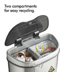 VonHaus Stainless Steel Recycling Sensor Bin 70L Capacity 2 Compartments
