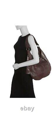 WOW NEW HOBO Int. Gardner Leather Shoulder Bag in PLUM GRAPHITE $328 List