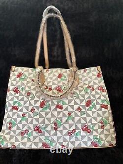 Womens Large Cherry tote bag set With Matching Purse And Wallet