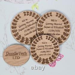 Wooden Wreath Pattern Save The Date Personalised Wedding Invite Magnets Rustic