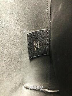 YSL Saint Laurent Large Black Leather Shopper & Pouch Wallet Women's Handbag NEW