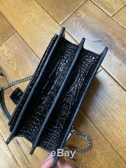 YSL Sunset Crocodile Embossed Shiny Leather Yves Saint Laurent Shoulder Bag