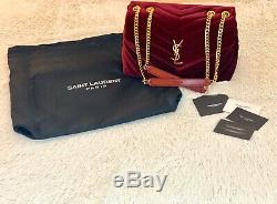 YSL Yves Saint Laurent Velvet Shoulder Bag + Dust Bag + Cards
