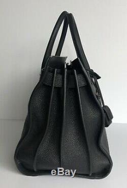Yves Saint Laurent Black Supple Grained Leather Large Sac de Jour tote Bag NEW