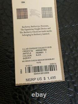 $1495 Burberry Calf Grain Leather Dewsbury Large Fourre-tout Noir 100% Authen