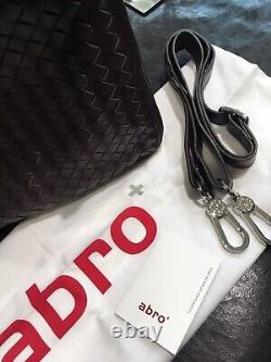 Abro Brand New Burgundy Finest Woven Sac À Main En Cuir Avec 2 Options De Bracelet