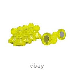 Aimant de couleur jaune vif en acrylique avec broche à poussoir de 21mm de diamètre x 26mm de hauteur (40 paquets de 10)