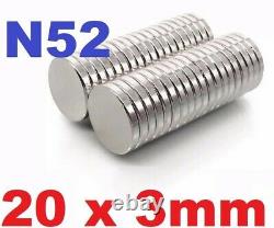 Aimants 20x3 MM Neodymium Disque Très Fort Grand Aimant Rond 20mm Dia X 3mm