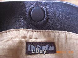 Ally Capellino'new' Soft Vintage Noir Pointu Cuir Embrayage Magnétique Grand
