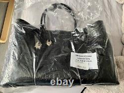 Aspinal Of London Large London Tote In Black Soft Croc Leather Brand New