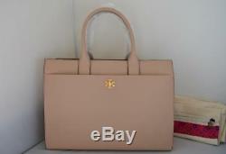 Auth 598 $ Tory Burch Kira Cuir Sable Perfect Collection Grand Épaule Fourre-tout