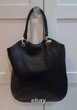 Beau sac fourre-tout en cuir noir souple Lulu Gunniess neuf avec étiquettes