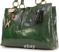 Catwalk Collection Handbags Femmes Grand Vintage Cuir Vert