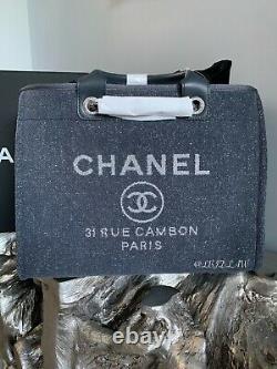 Chanel 19a Grey Deauville Tote Bag Gris Gst Grand Large Shopping Bag New Ltd Ed