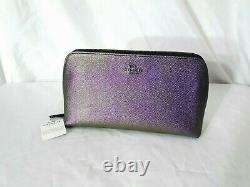 Coach Hologram Leather Cosmetic Case 22 XL Large Purple 64719 Sac De Maquillage Bleu