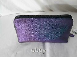 Coach Hologram Leather Cosmetic Case 22 XL Large Purple 64719 Sac De Maquillage Bleu