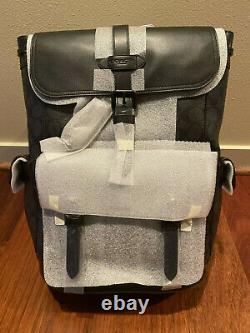 Coach Mens Hudson Backpack Shadow Signature Black Canvas & Leather F50044 T.n.-o.