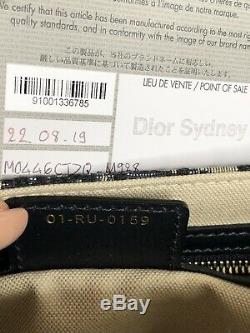 Dior Oblique Selle Navy Sac À Main Bourse Taupe Comme Nouveau Rrp 4800 $
