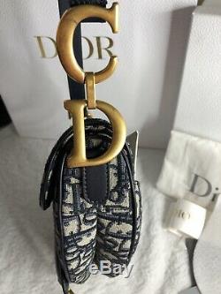 Dior Oblique Selle Navy Sac À Main Bourse Taupe Comme Nouveau Rrp $ 5100aud