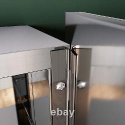 Grand miroir de salle de bain avec armoire de rangement en acier inoxydable fixée au mur