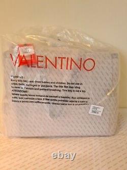 Grand sac bandoulière en toile beige Python Valentino Mario Valentino neuf avec étiquettes
