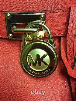Grand sac/satchel Michael Kors Hamilton en cuir saffiano rouge éblouissant