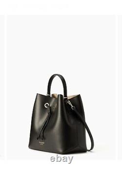 Kate Spade Eva Large Bucket Shoulder Tote Bag Crossbody Black Leather Gold 379 $