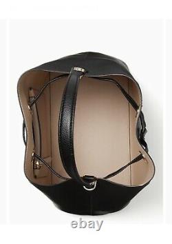 Kate Spade Eva Large Bucket Shoulder Tote Bag Crossbody Black Leather Gold 379 $
