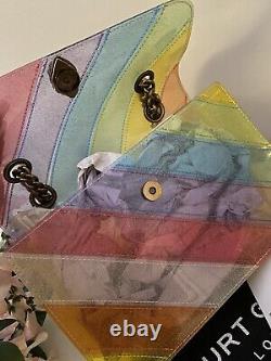 Kurt Geiger Kensington Rainbow Grand Sac bandoulière en vinyle pailleté à rayures BNWTS