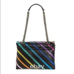Kurt Geiger London Large Kensington Black Rainbow Stripe Bag T.n.-o. Chaîne Strap