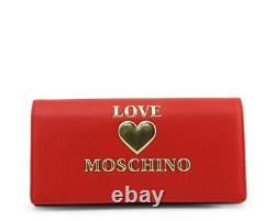 Love Moschino Grand Portefeuille D'embrayage Rouge Marque Nouvelle Boîte