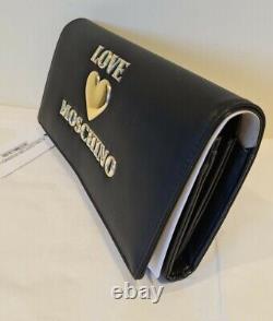 Love Moschino Large Clutch Bag Wallet Or Marque Authentique Nouveau Avec La Boîte De Mots-clés
