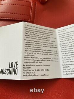 Love Moschino Sac À Main Satchel Borsa Pu Rosso Or Chaîne De Coeur Rouge Purse Nouveau
