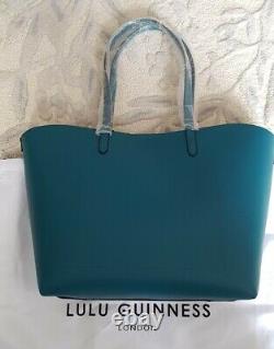 Lulu Guinness Ivy Grand Vert Émeraude Crossgrain Sac En Cuir Bnwt
