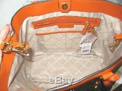 Michael Kors Bedford Héritage Grand Grab Bag En Cuir Orange Brûlé Pebbled Tote Tn-o