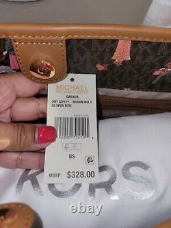 Michael Kors Carter Large Open Tote Brown Multi Color Twn 328 $