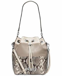 Michael Kors Dottie Grand Python Embossed Leather Drawstring Bucket Bag Naturel