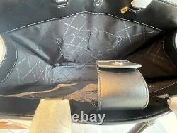 Michael Kors Everly Convertible Graphic Large Logo Tote Bag Mk Black White