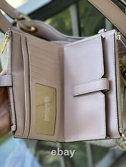 Michael Kors Femmes Grande Épaule Sac Sac Sac Satchel Rose Vanilla Handbag+wallet