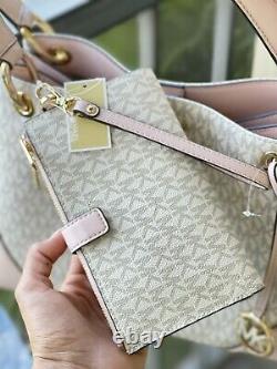 Michael Kors Femmes Grande Épaule Sac Sac Sac Satchel Rose Vanilla Handbag+wallet