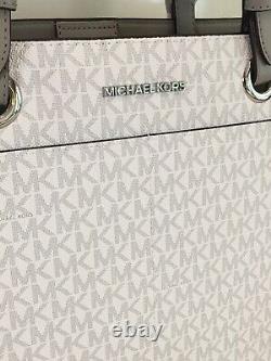 Michael Kors Jet Set Large Multifonctional Tote Bag White Signature Grey Ordinateur Portable