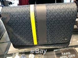 Michael Kors Jet Set Signature Mens Cooper Laptop Messenger Bag Bleu Multi 448 $
