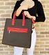 Michael Kors Kenly Grand North South Tote Leather Brown Mk Signature Flame Red