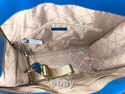 Michael Kors Kenly Large Ns Sac À Épaulettes Satchel Brown Logo Bleu Cuir